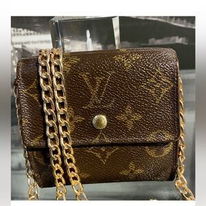 Louis Vuitton Vintage Monogram Compact Wallet with Chain